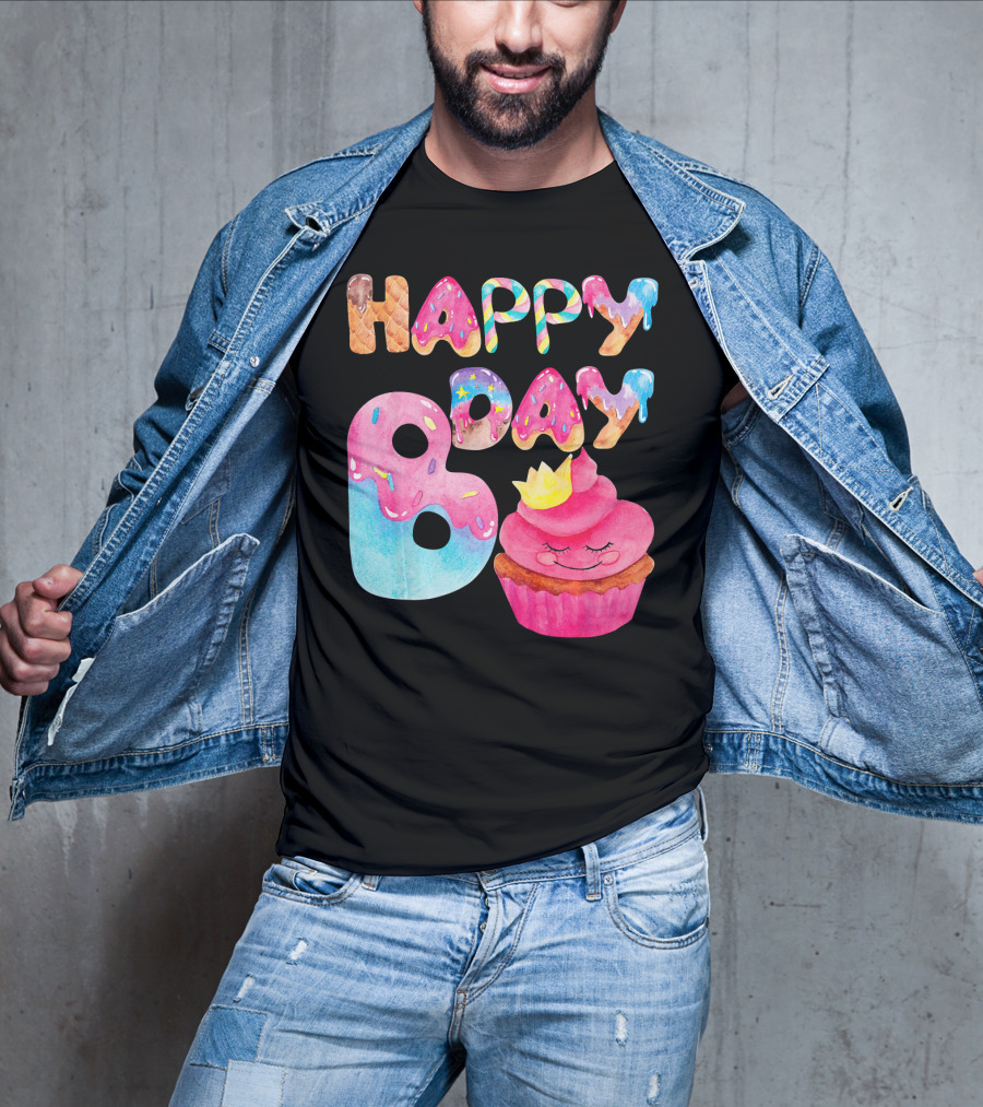 Happy Bday Cupcake Donut Themed Birthday T-Shirt