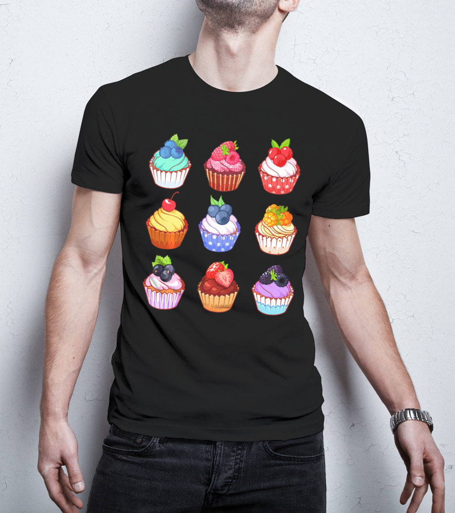 Yummy Cupcake Dessert Challenge Berry Toppings Collection T-Shirt