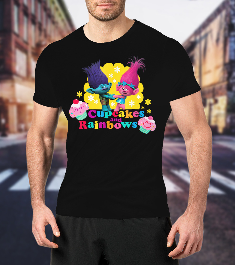 DreamWorks Trolls Cupcakes And Rainbows Branch And Poppy T-Shirt