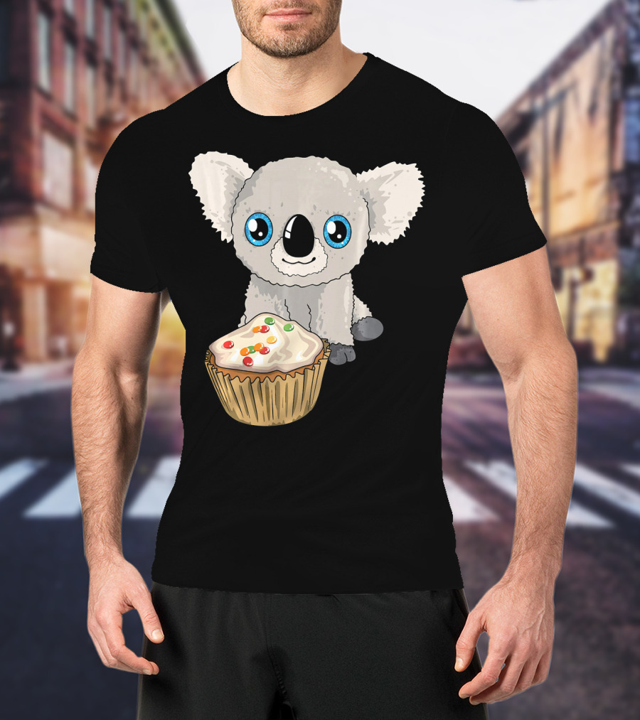 Cute Baby Koala With Cupcake Birthday T-Shirt