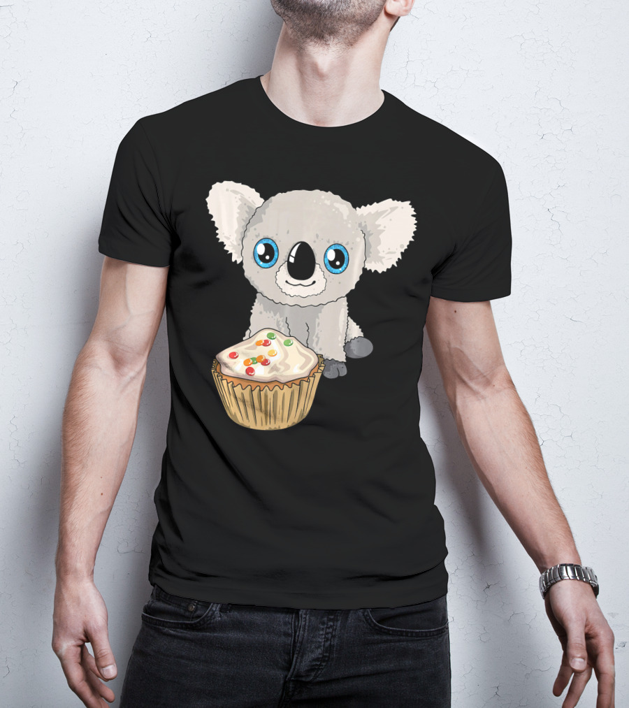 Cute Baby Koala With Cupcake Birthday T-Shirt