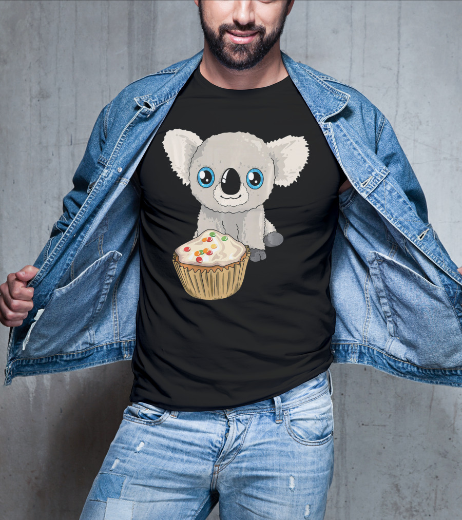 Cute Baby Koala With Cupcake Birthday T-Shirt