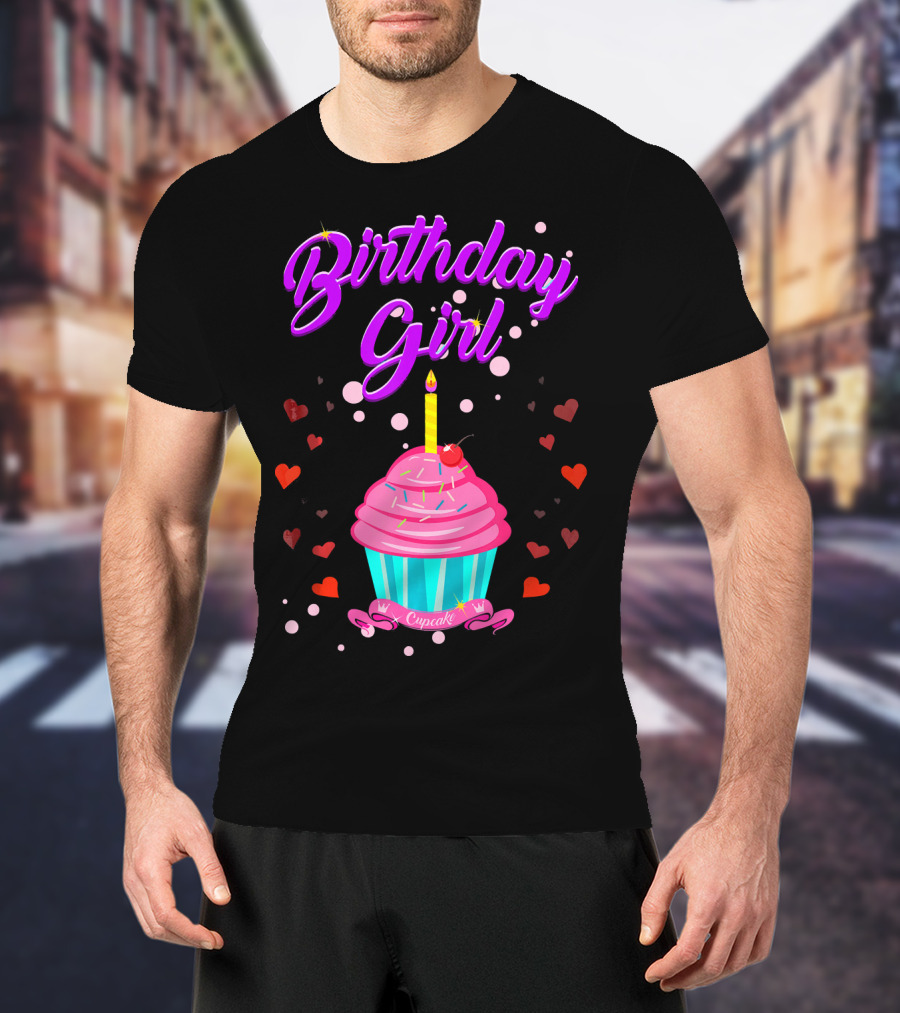 Birthday Girl Cupcake With Heart And Candle T-Shirt