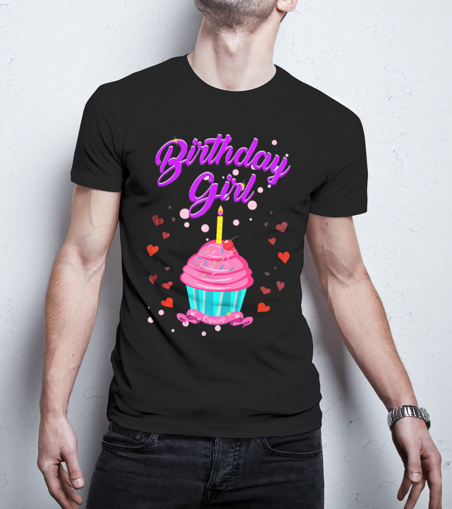 Birthday Girl Cupcake With Heart And Candle T-Shirt