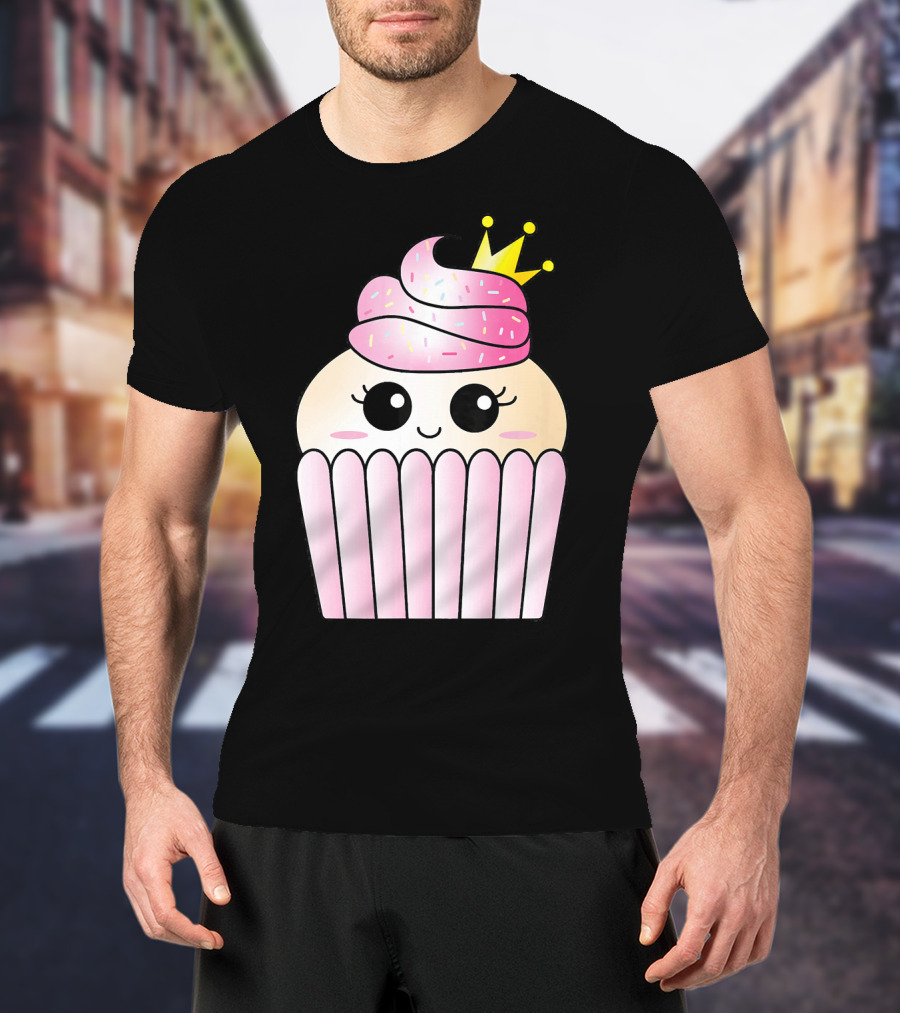 Sweet Pink Cupcake Muffin Queen Kawaii Crown T-Shirt