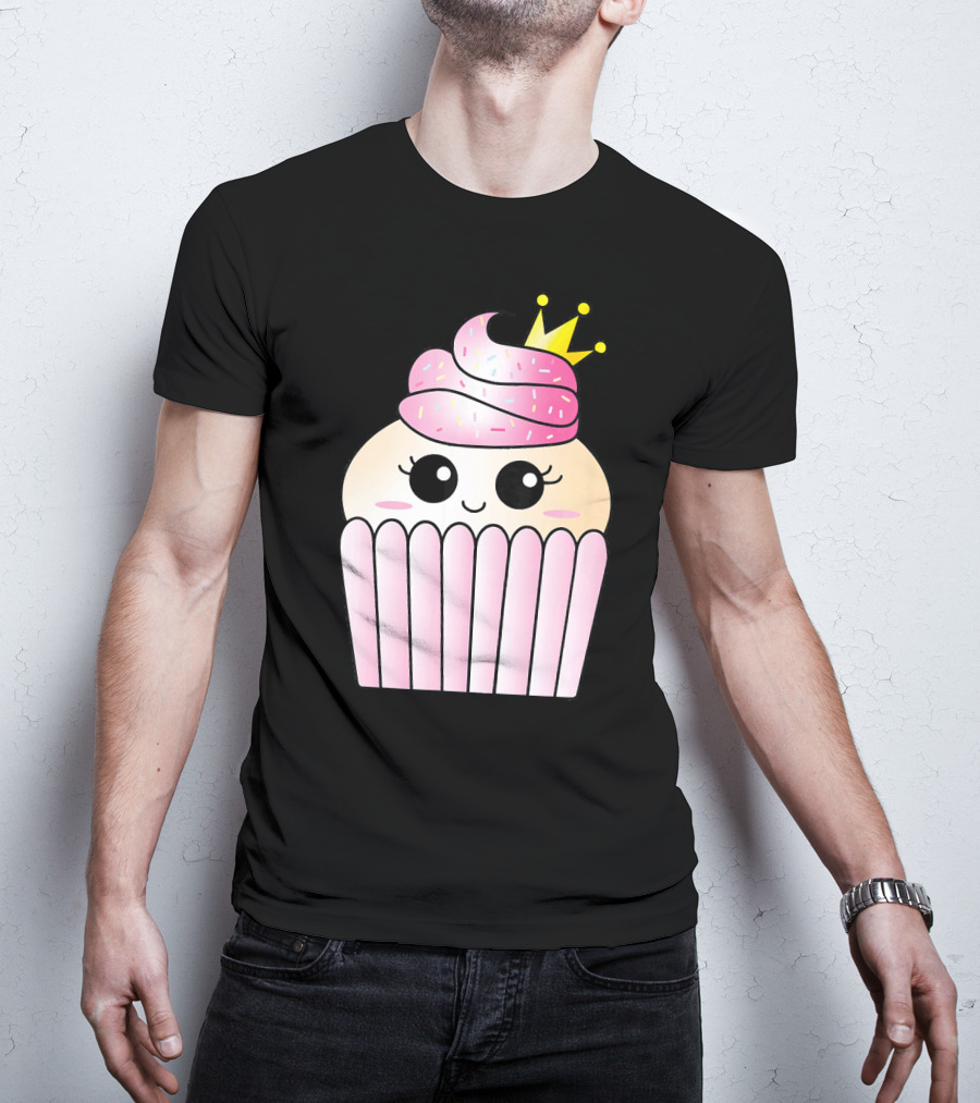Sweet Pink Cupcake Muffin Queen Kawaii Crown T-Shirt