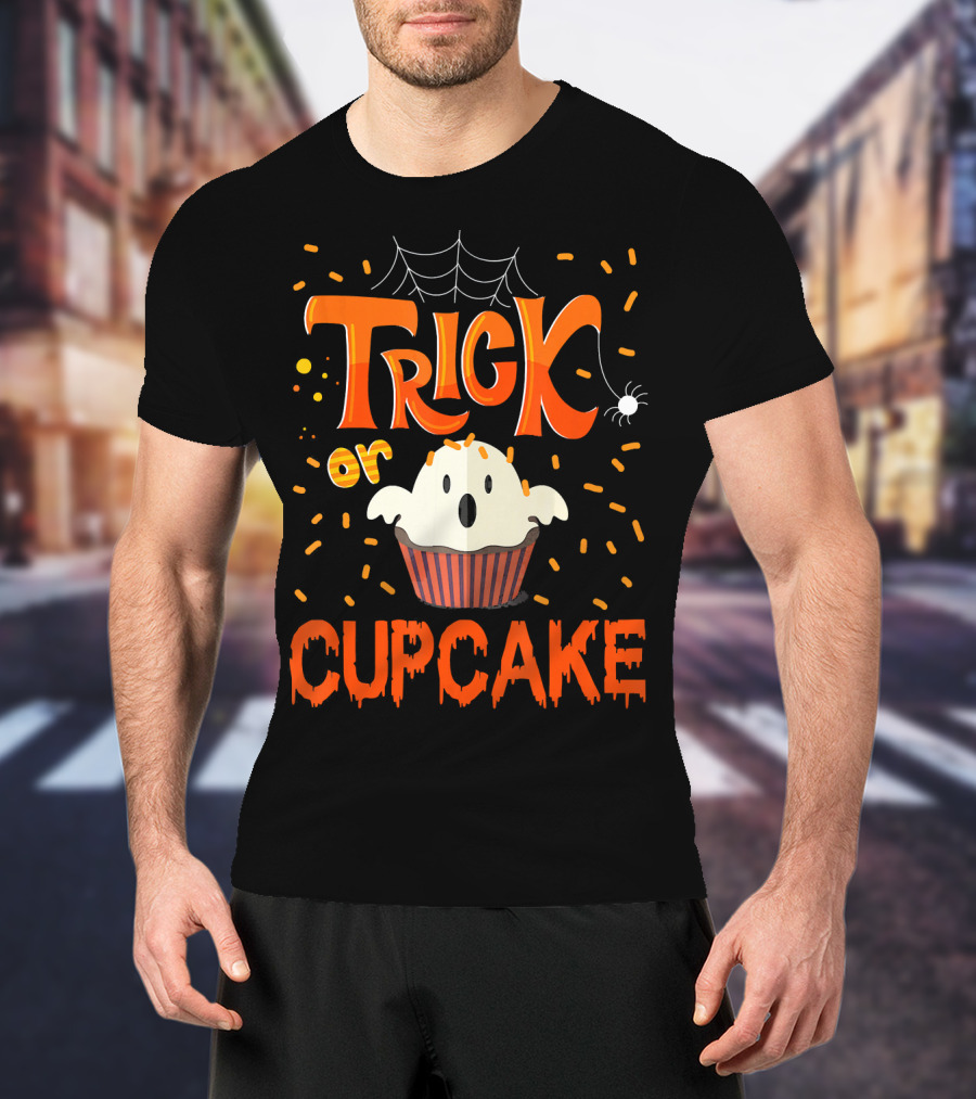 Trick Or Treat Spider Web Ghost Cupcake T-Shirt