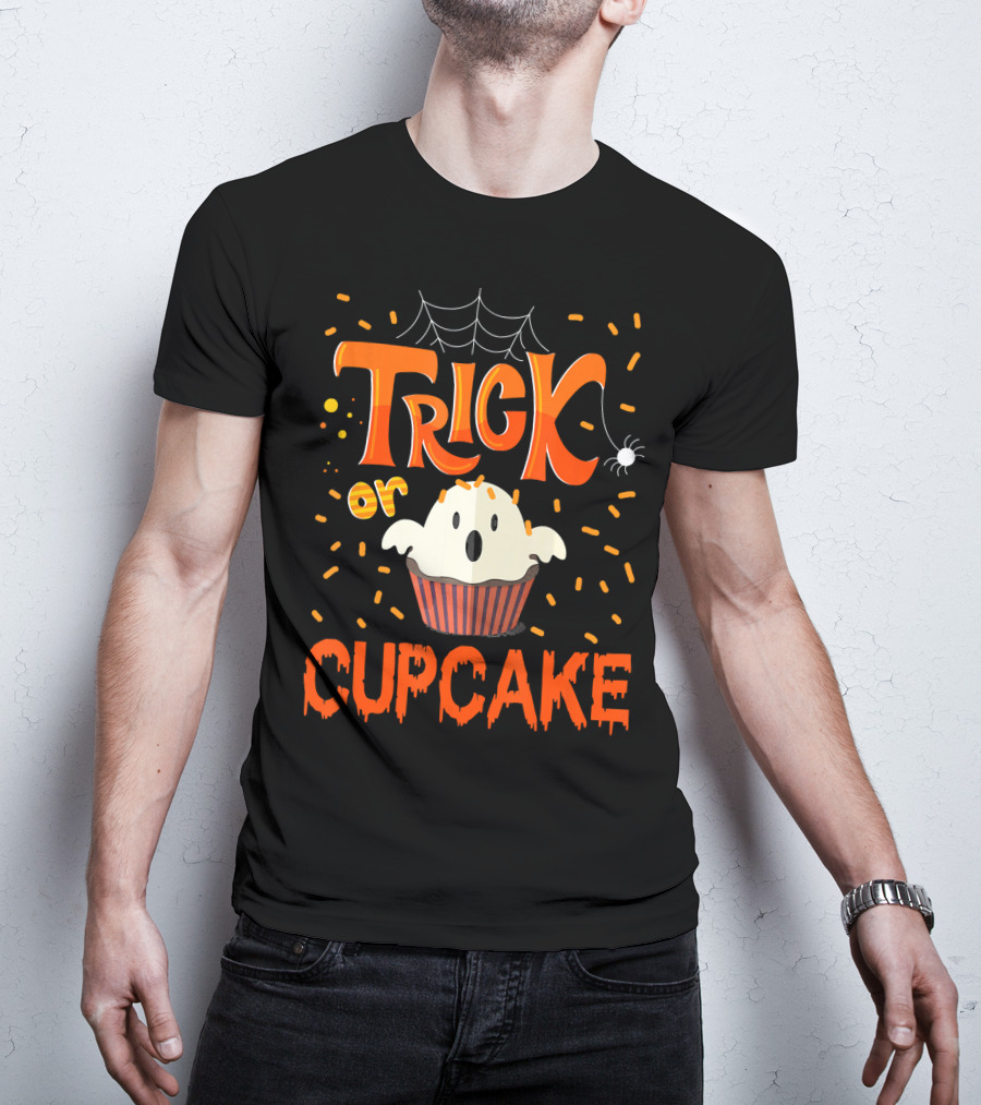 Trick Or Treat Spider Web Ghost Cupcake T-Shirt