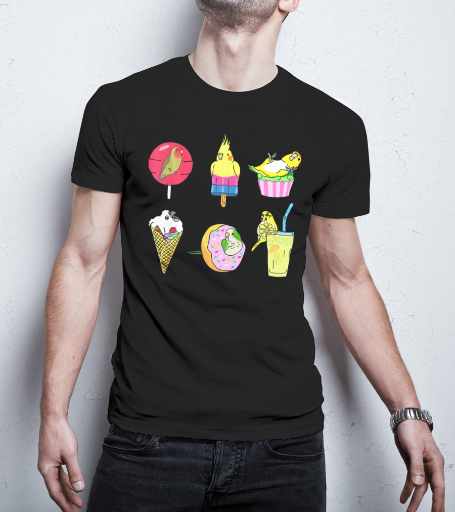 Sweet Ice Cream Lollipop Lemonade Donut Cup Parrot Treats T-Shirt