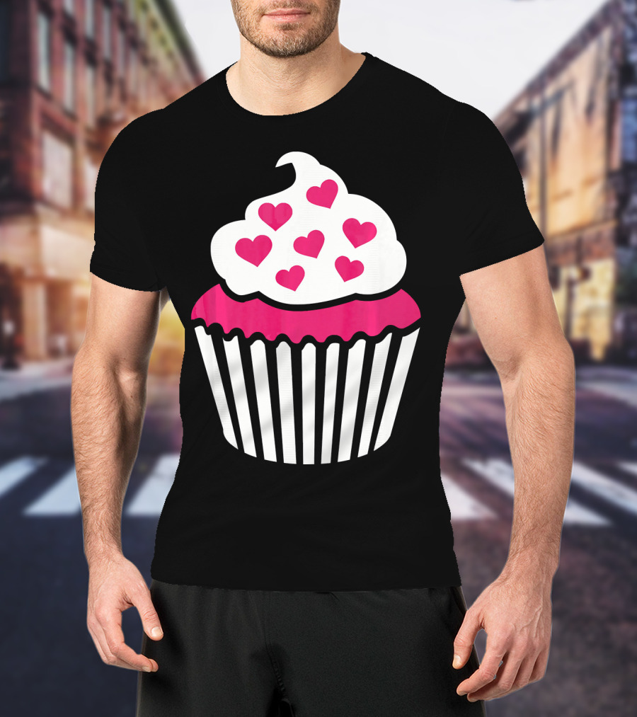 Cupcake With Pink Hearts T-Shirt
