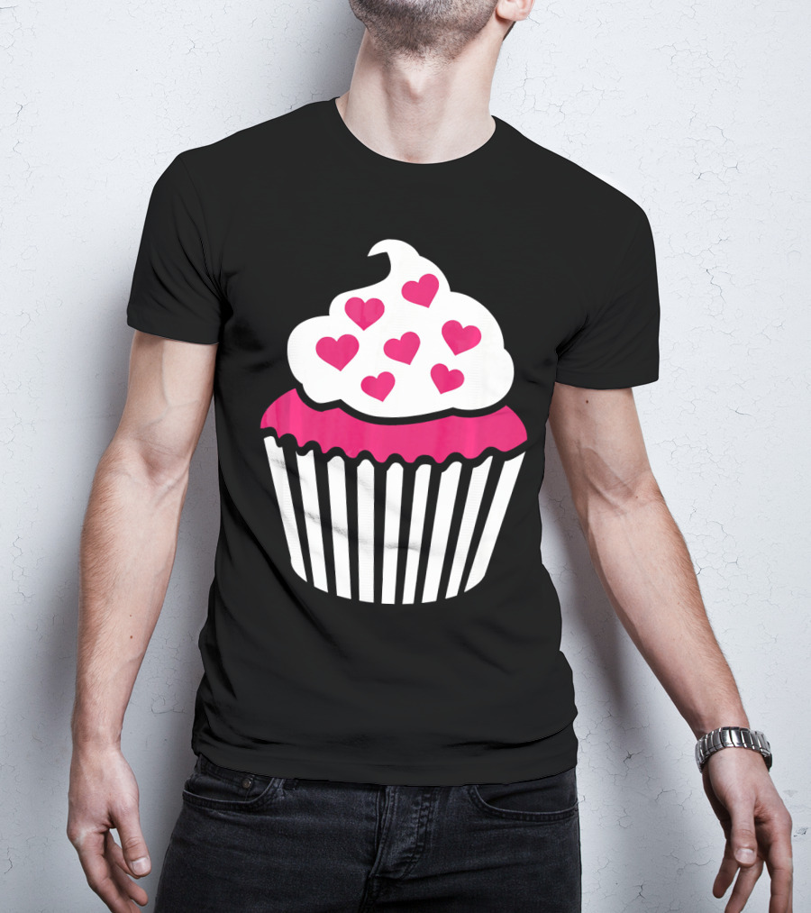 Cupcake With Pink Hearts T-Shirt