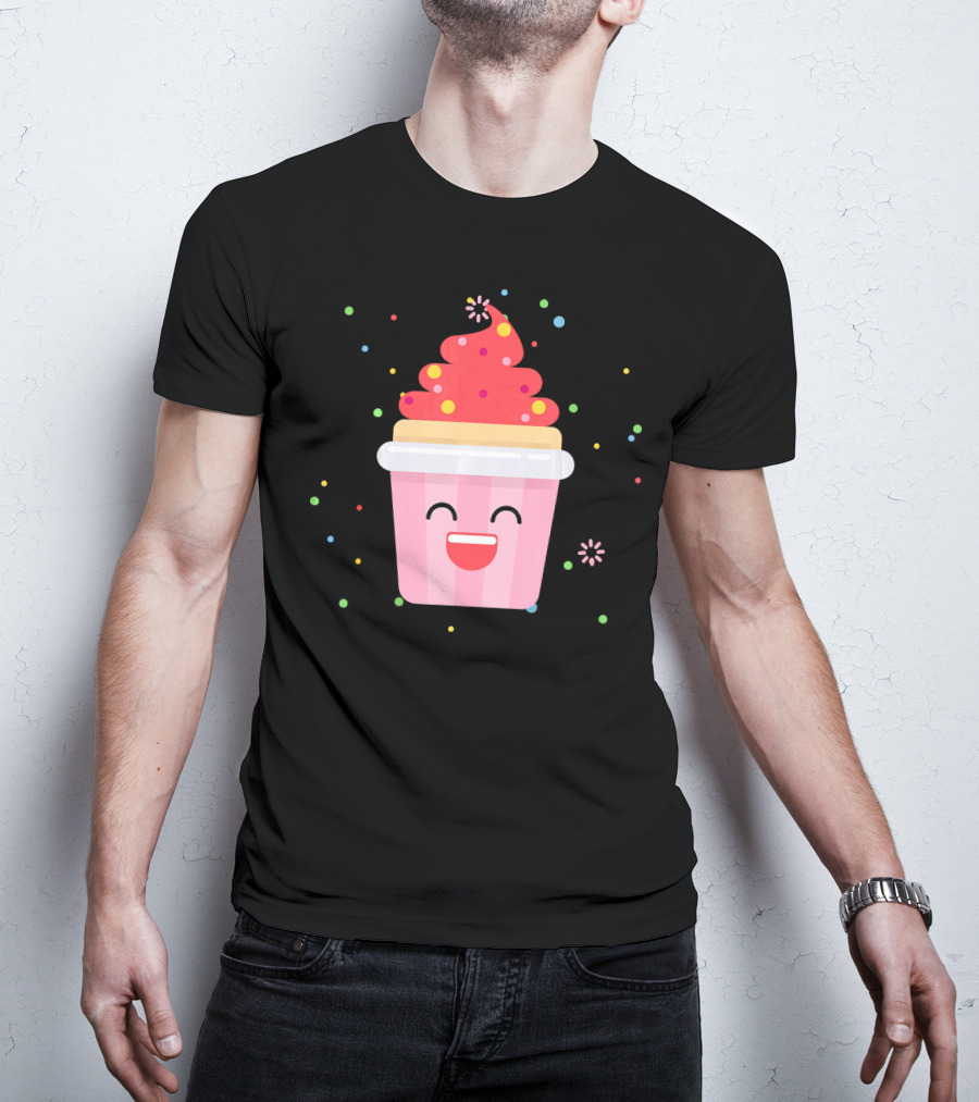 Cupcake Smiley Sweet Dessert Celebration With Sprinkles T-Shirt