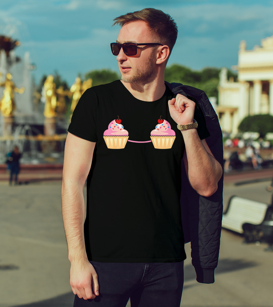 Cupcake Bra Costume Cute Food With Pink Frosting And Cherry On Top T-Shirt