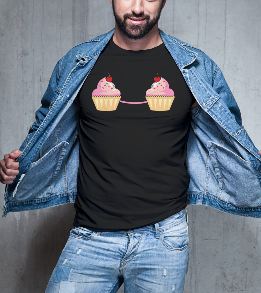 Cupcake Bra Costume Cute Food With Pink Frosting And Cherry On Top T-Shirt