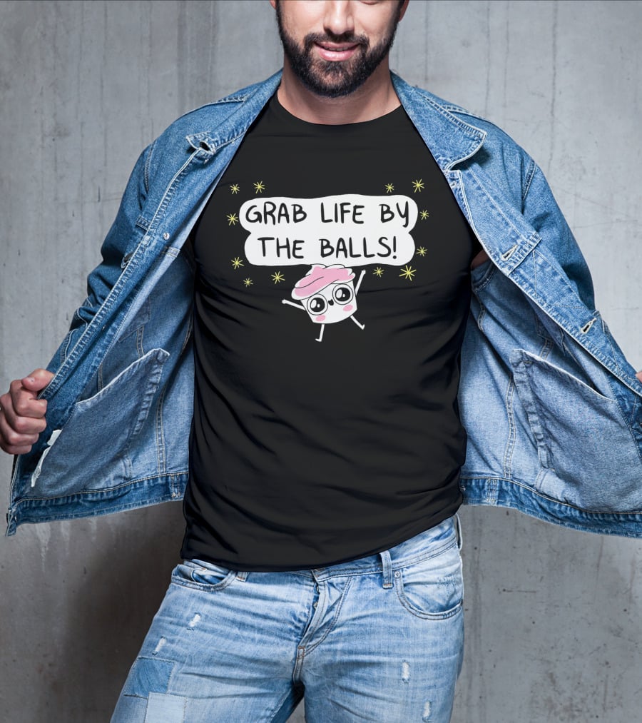 Grab Life By The Balls Good Advice Cupcake Cute Starry Character T-Shirt