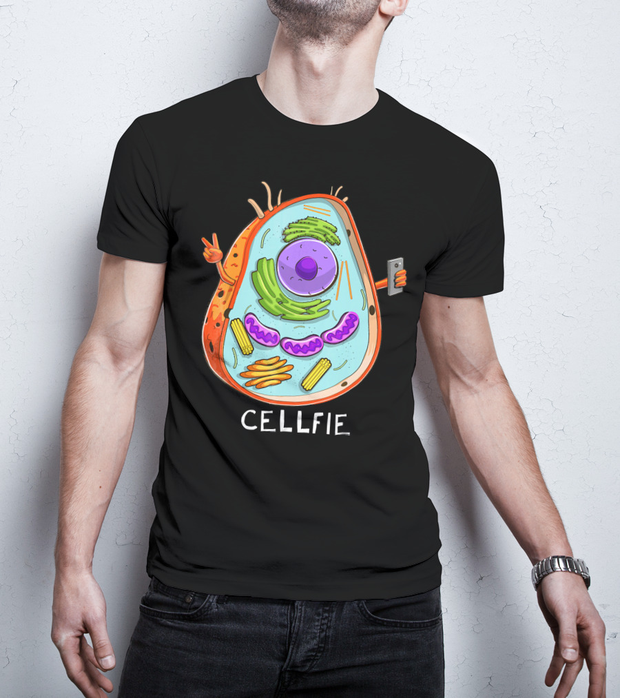 CELL FIE Biology Cellular Biology Cellfie Cartoon Cell Taking Selfie Biology Joke T-Shirt