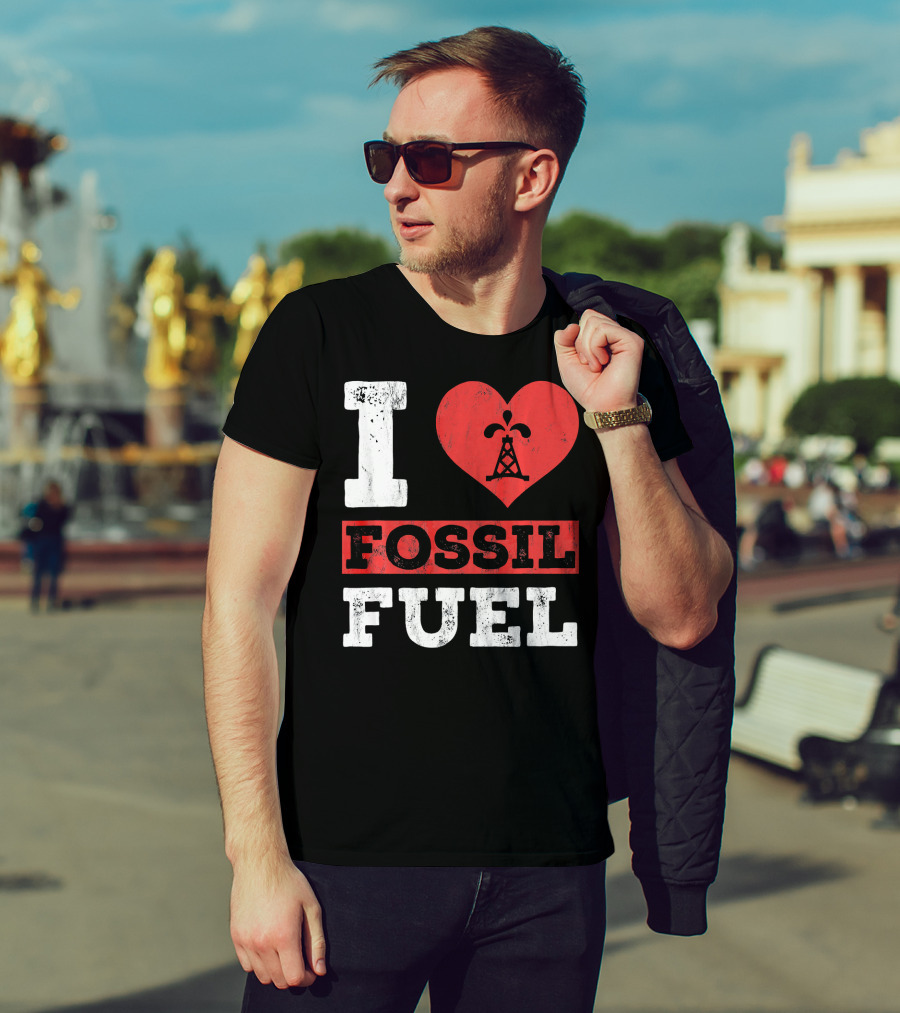 I Love Fossil Fuel Oil Rig Heart T-Shirt