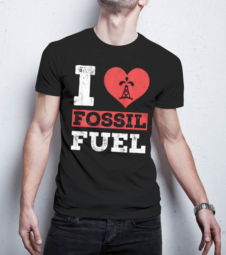 I Love Fossil Fuel Oil Rig Heart T-Shirt