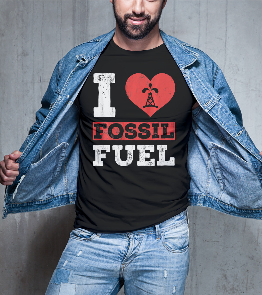 I Love Fossil Fuel Oil Rig Heart T-Shirt