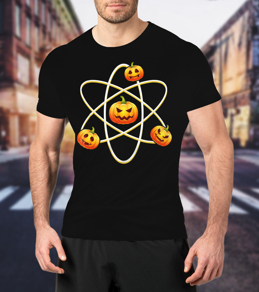 Halloween Pumpkin Atom Symbol With Jack-O'-Lanterns T-Shirt