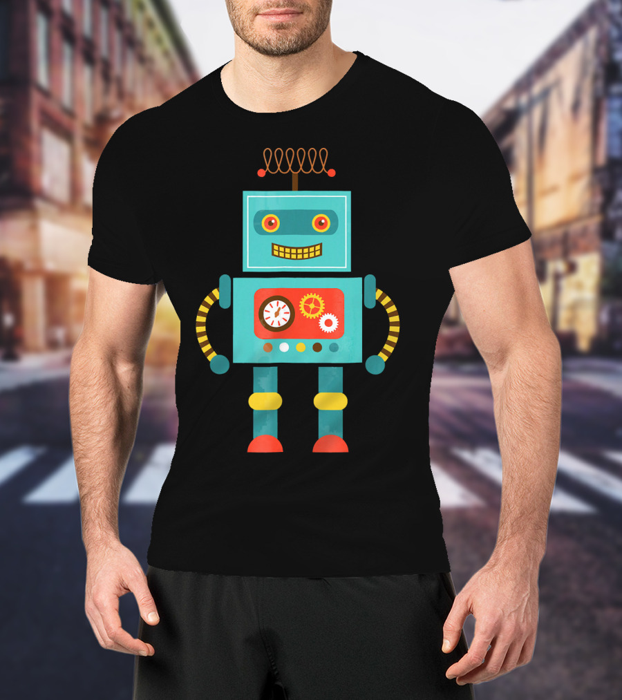 Cute Retro Robot Vintage Science T-Shirt