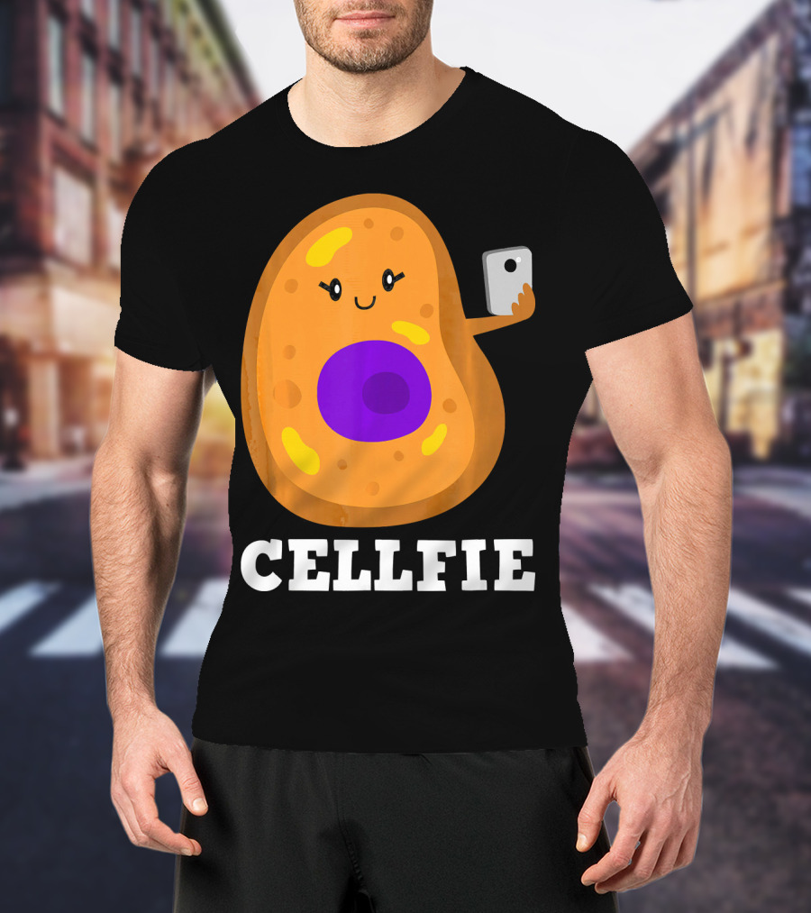 Cute Cell Character Taking Selfie For Science Teacher Enthusiasts T-Shirt