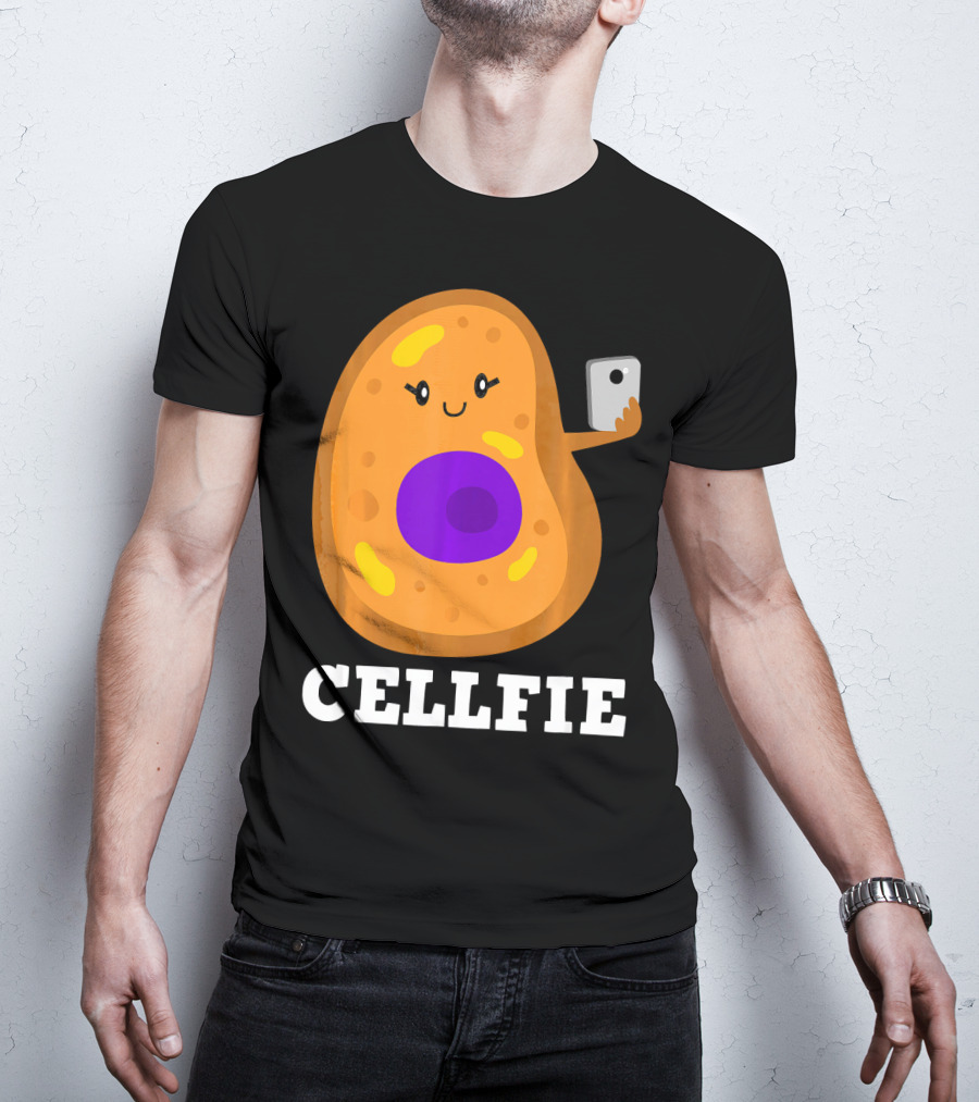 Cute Cell Character Taking Selfie For Science Teacher Enthusiasts T-Shirt