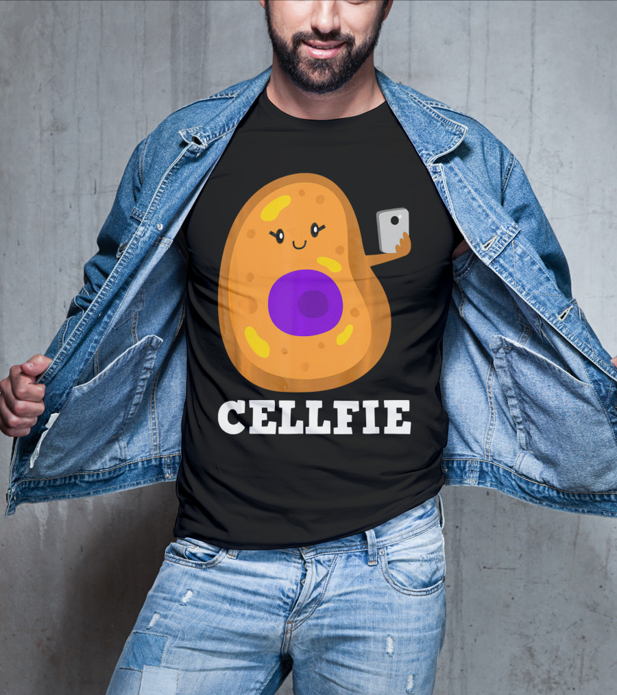 Cute Cell Character Taking Selfie For Science Teacher Enthusiasts T-Shirt