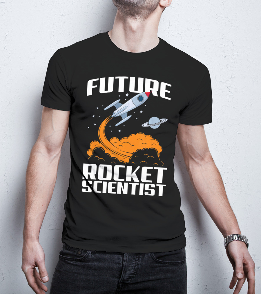 Future Rocket Scientist Spaceship Blast Off With Planet Saturn T-Shirt