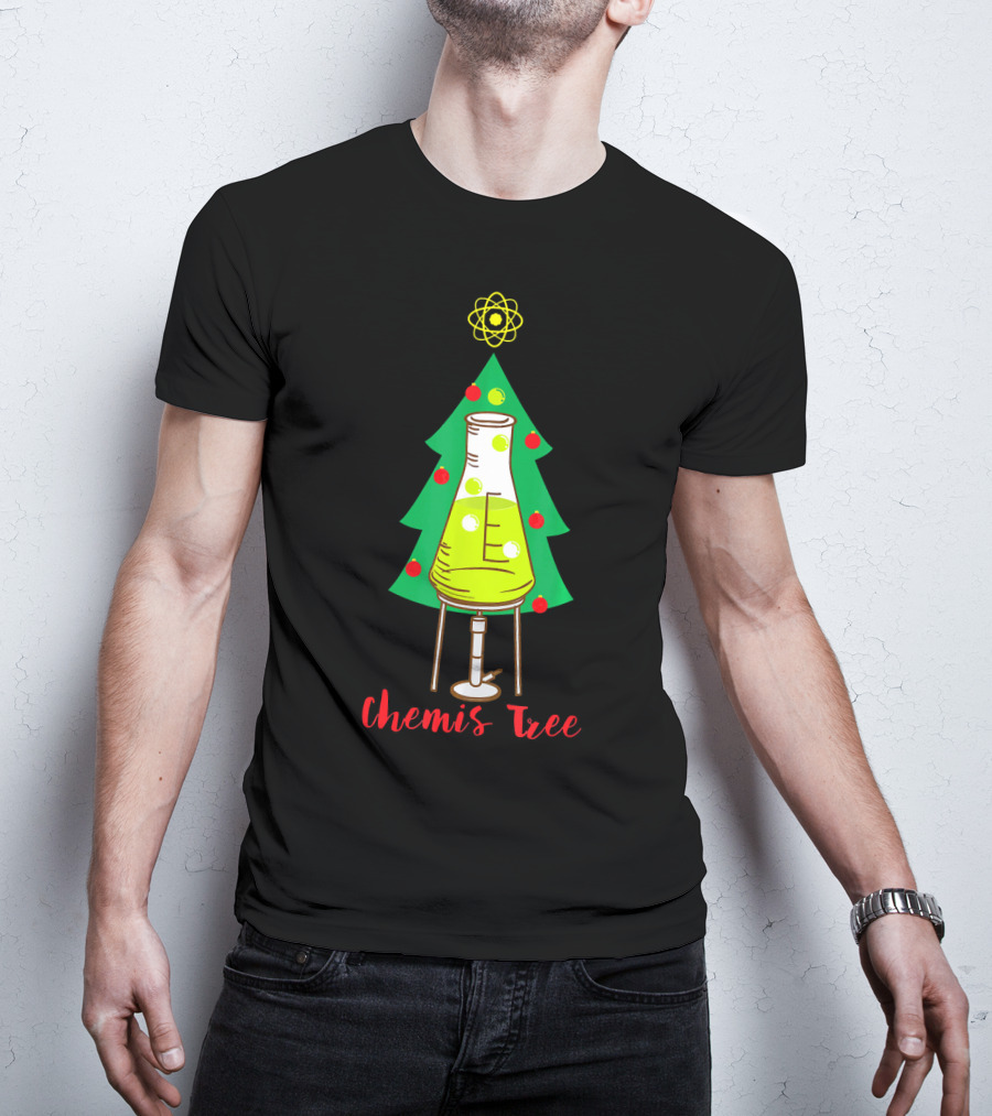 Chemis Tree Beaker Christmas Atom Funny Science Chemistry T-Shirt