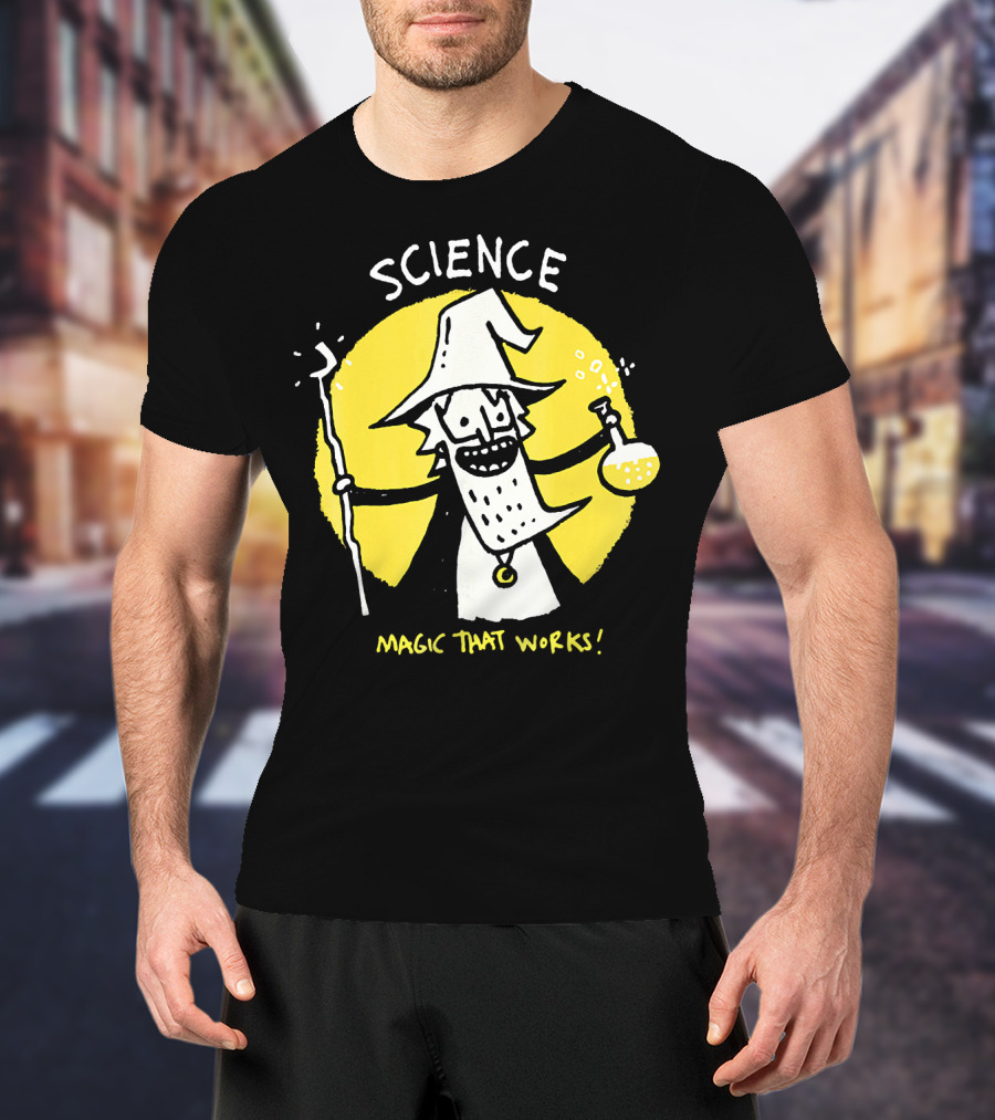 Science Magic That Works Wizard With Beaker And Staff T-Shirt