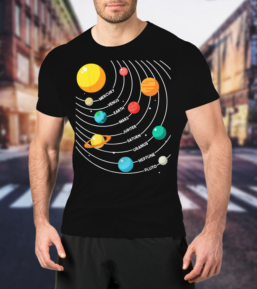 Mercury Venus Earth Mars Jupiter Saturn Uranus Neptune Pluto Solar System Science T-Shirt