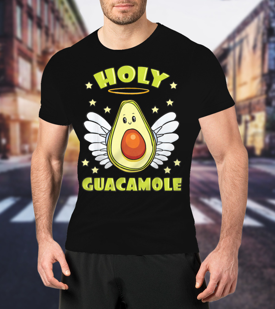Holy Guacamole Avocado Angel With Halo And Wings T-Shirt