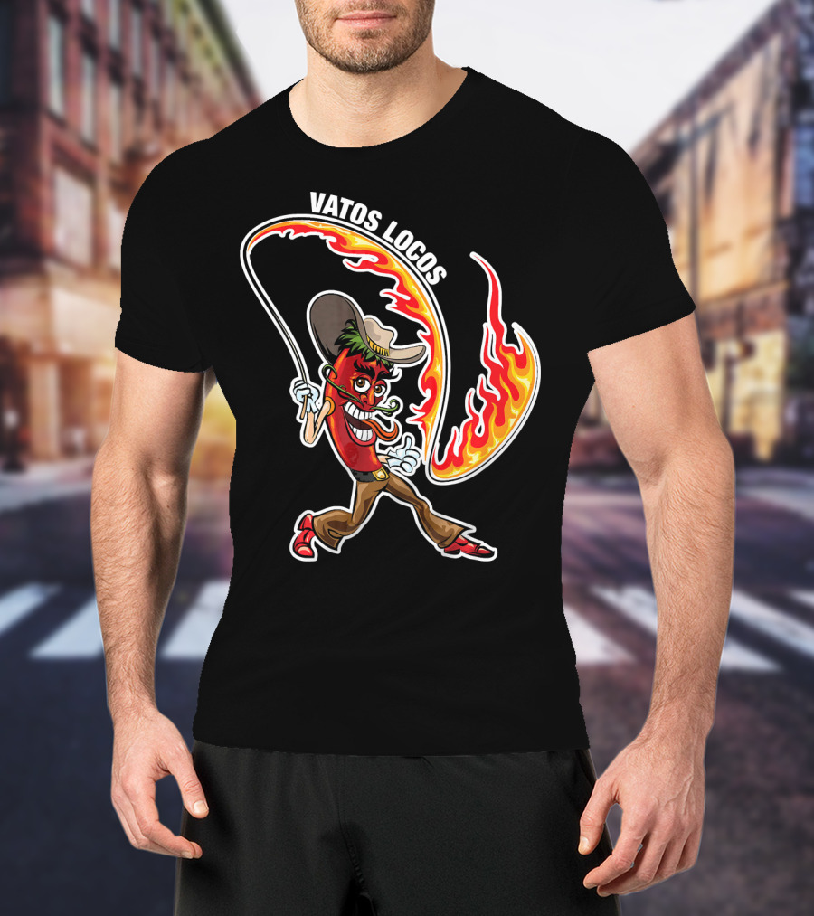 Vatos Locos Spicy Fire Rope Mexico Chili Pepper Cowboy T-Shirt