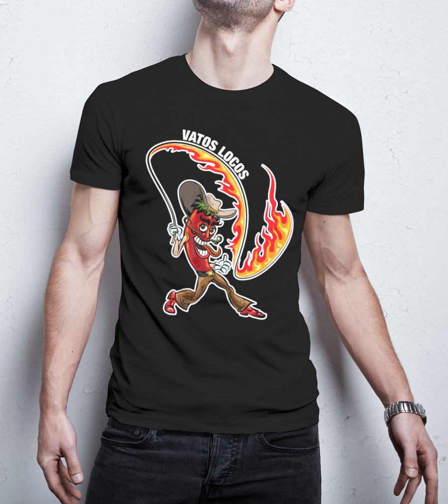 Vatos Locos Spicy Fire Rope Mexico Chili Pepper Cowboy T-Shirt