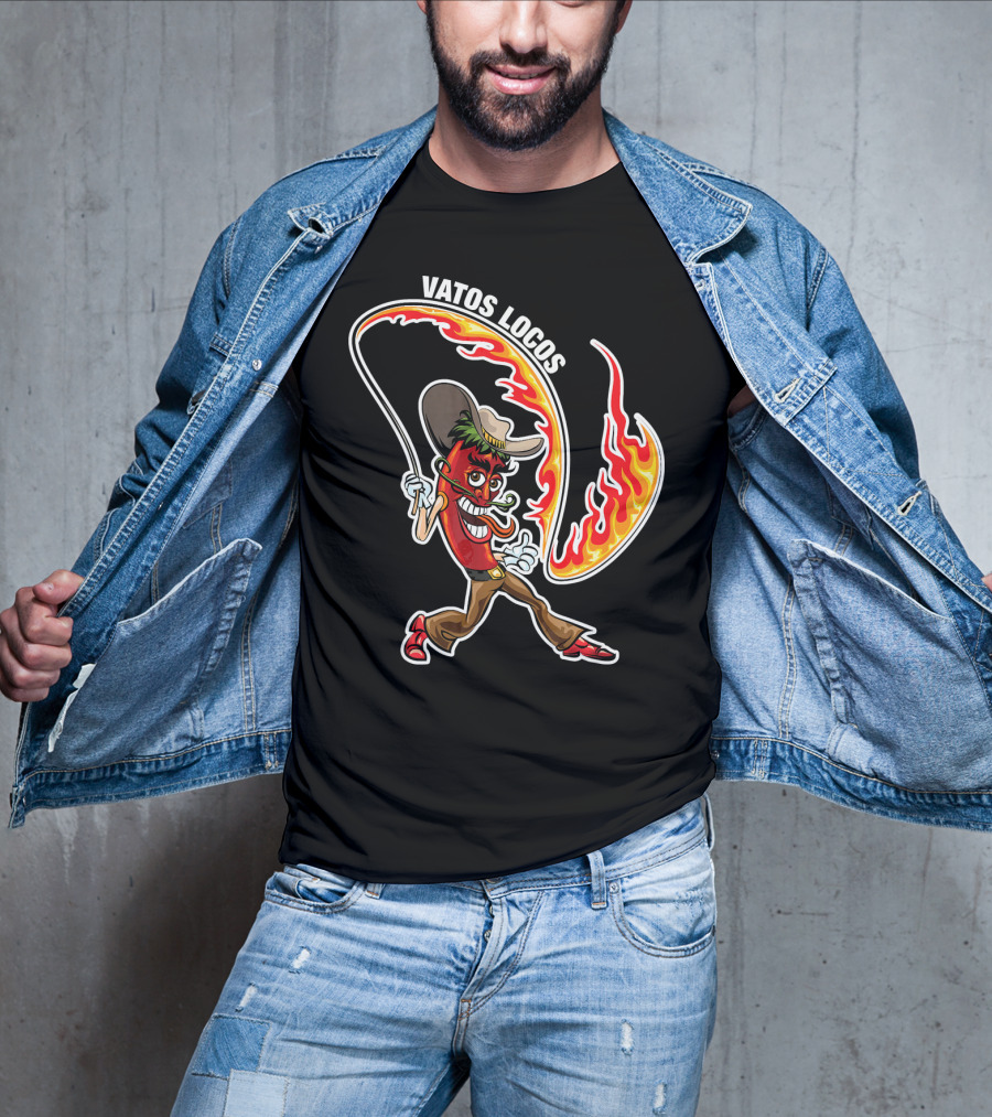 Vatos Locos Spicy Fire Rope Mexico Chili Pepper Cowboy T-Shirt