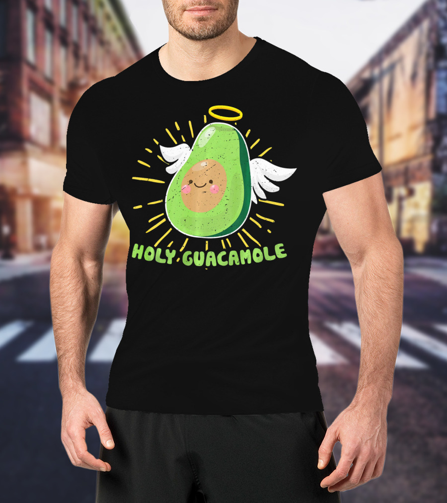 Holy Guacamole Avocado Lover Funny Veget Angel Wings Halo T-Shirt