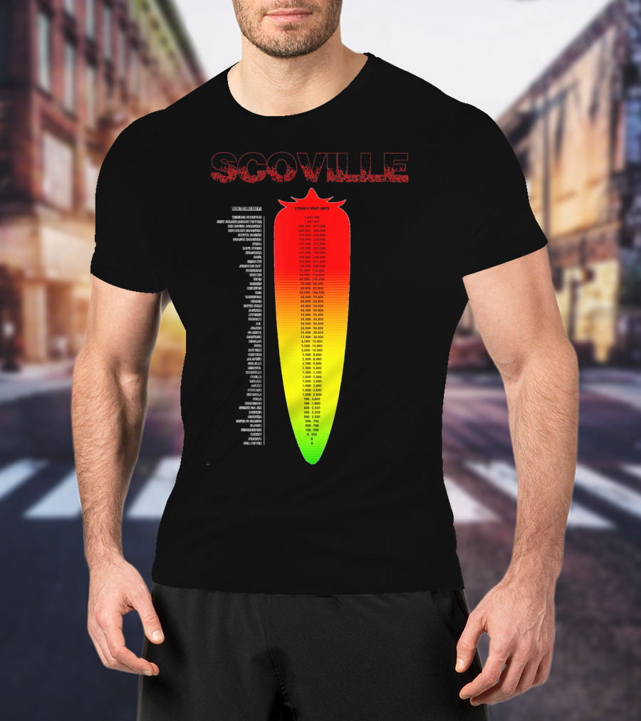 Scoville Pepper Heat Scale Chart With Ranked Spice Levels T-Shirt