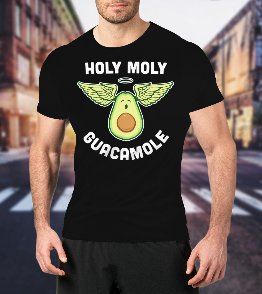 Holy Moly Guacamole Funny Vegan Avocado T-Shirt