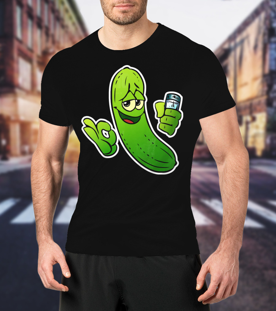 Funny Cool Pickle With Salt Shaker Spicy Vegetables Cucu T-Shirt