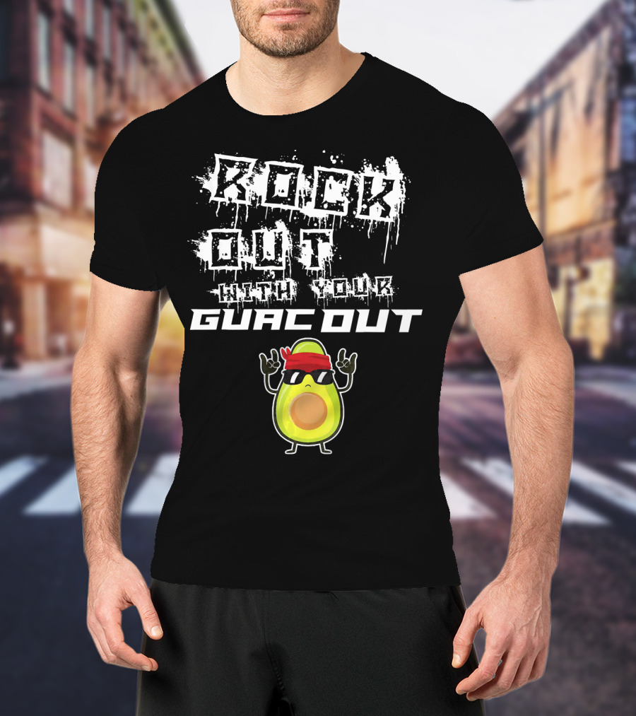 Rock Out With Your Guac Out Avocado Bandana Sunglasses T-Shirt