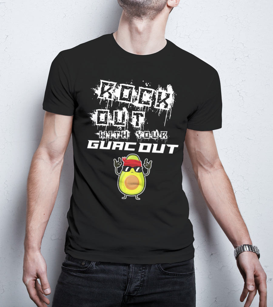 Rock Out With Your Guac Out Avocado Bandana Sunglasses T-Shirt