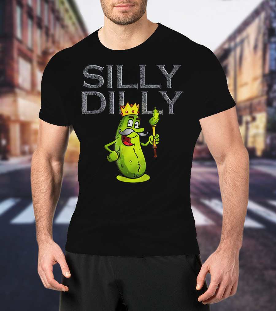 Silly Dilly Pickle King With Moustache And Crown T-Shirt