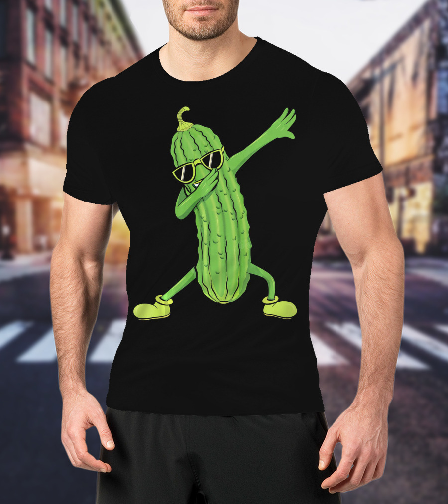 Dabbing Pickle Dancing Cucumber Lover Sunglasses Fun Pose T-Shirt