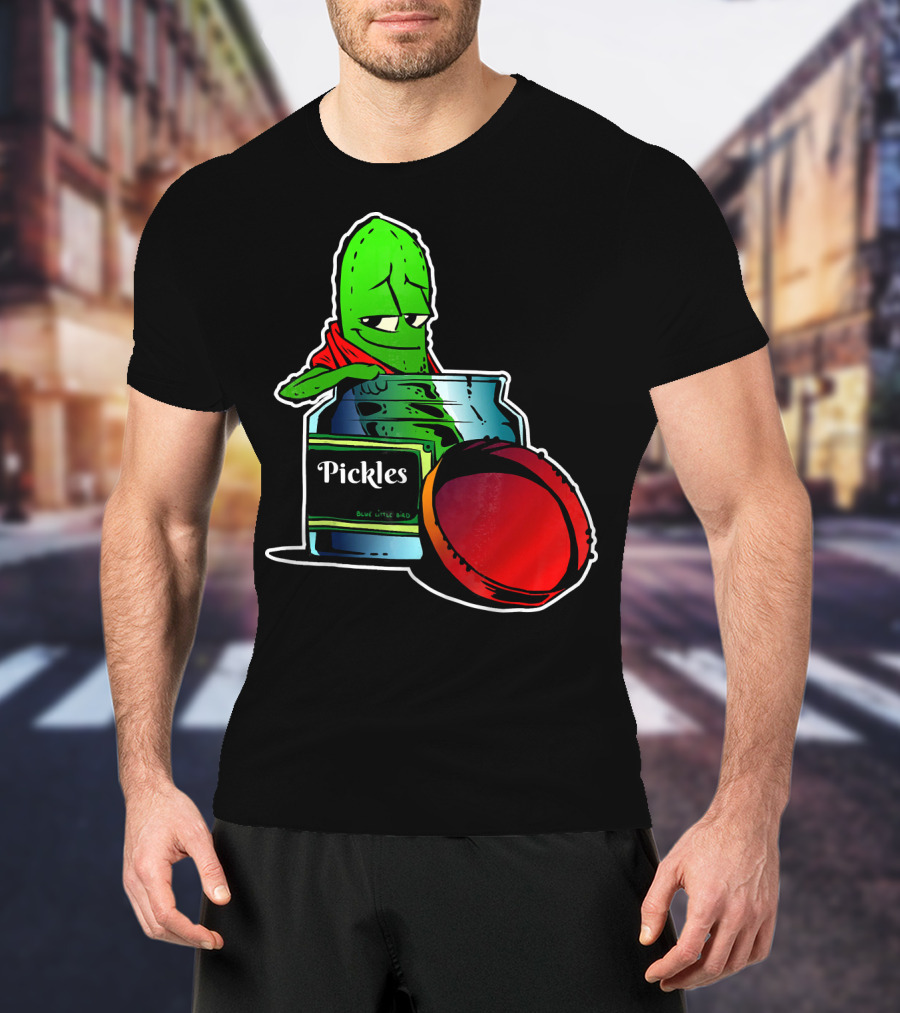 Pickles In Jar Funny Pickle Lover With Blue Lid And Red Sauce T-Shirt