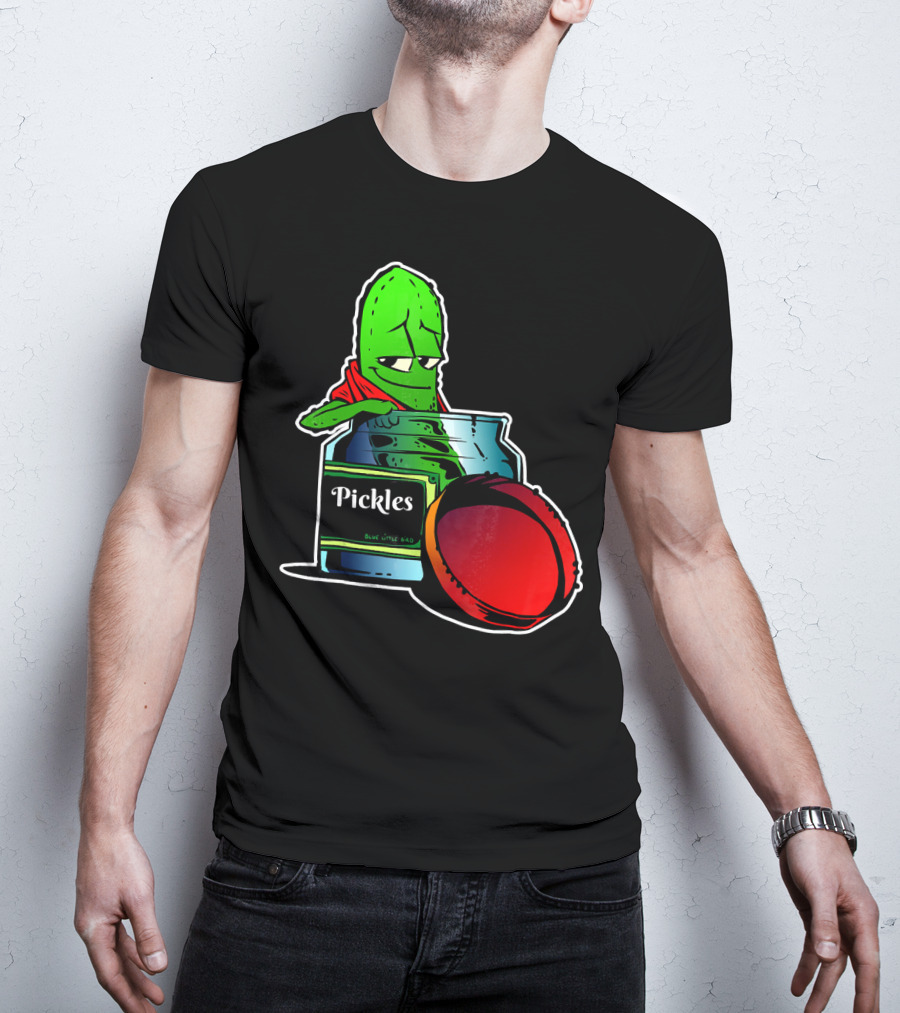 Pickles In Jar Funny Pickle Lover With Blue Lid And Red Sauce T-Shirt