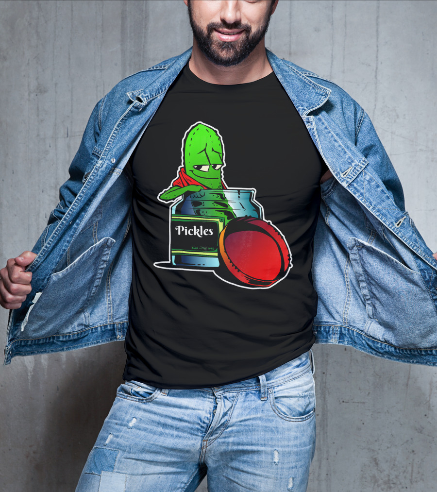 Pickles In Jar Funny Pickle Lover With Blue Lid And Red Sauce T-Shirt