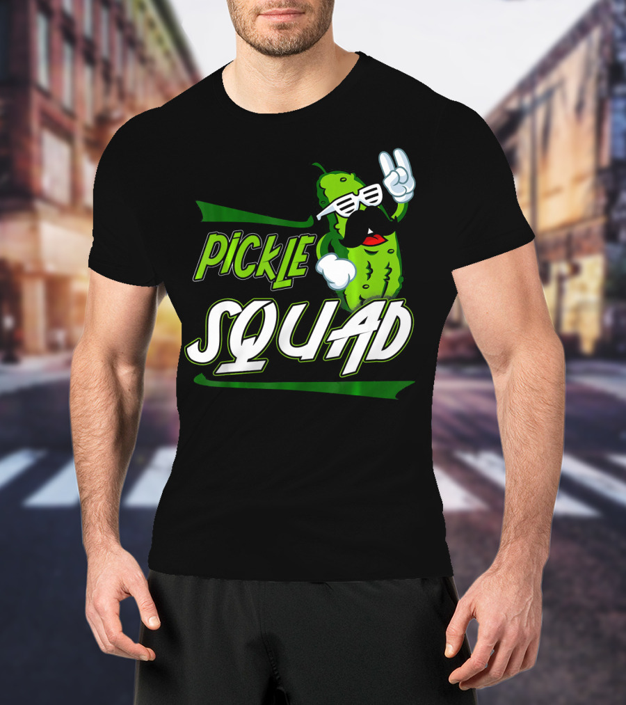 Pickle Squad Great Pickles Lover Retro Cool Mustache Rocker T-Shirt