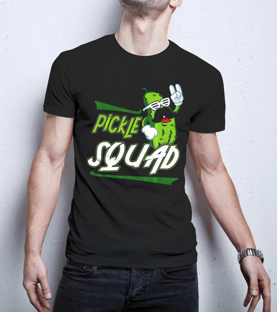 Pickle Squad Great Pickles Lover Retro Cool Mustache Rocker T-Shirt