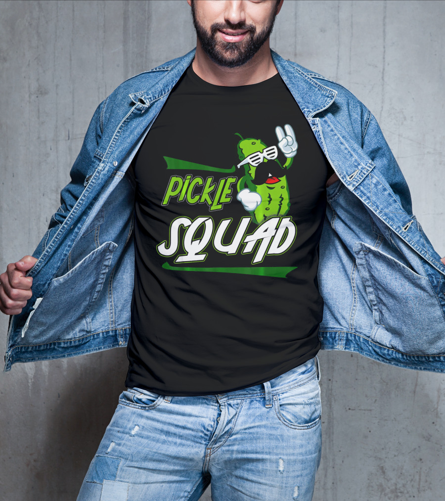 Pickle Squad Great Pickles Lover Retro Cool Mustache Rocker T-Shirt